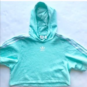 Adidas crop top hoodie Mint EUC